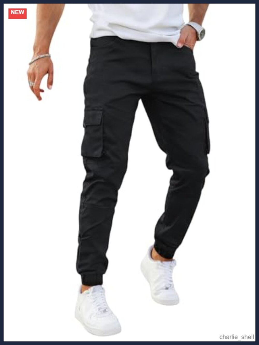 Men's Slim Fit Stretch Cargo Joggers Tapered Leg Elastic Waist Hiking Pants